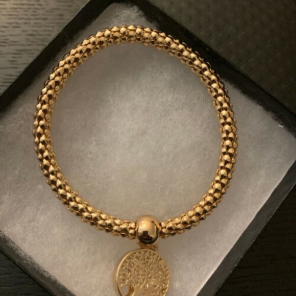 Gold Single Popcorn Chain Tree of life Bracelet - Picture 3 of 8